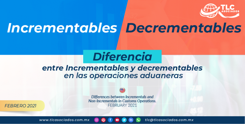 Diferencias entre incrementables y decrementables en las operaciones aduaneras.