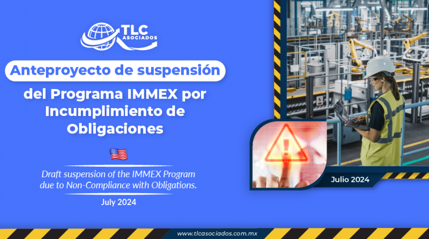 Anteproyecto de suspensión del Programa IMMEX por Incumplimiento de Obligaciones