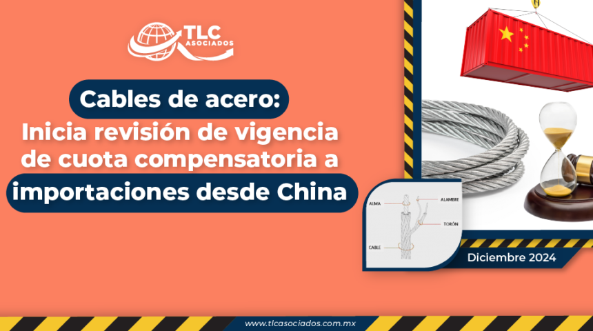 Cables de acero: Inicia revisión de vigencia de cuota compensatoria a importaciones desde China